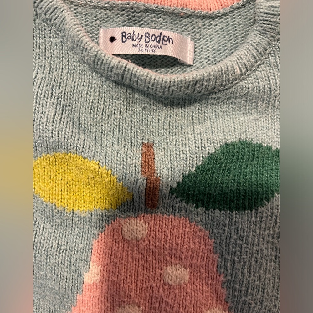 🍐 🍂 Baby Boden 3-6 months pear sweater dress - Picture 3 of 3